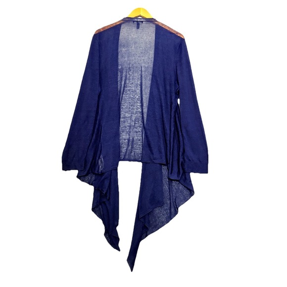 Eileen Fisher Cardigan Womens XL Navy Waterfall Sheer Open Front Hemp Quiet Luxe - Picture 2 of 6